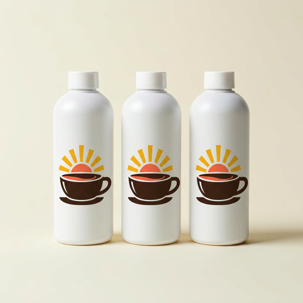 Three matte white descaler bottles standing in a row